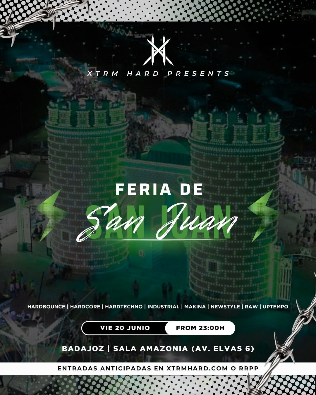Cartel oficial del evento Feria San Juan Boiler Room en Badajoz - XTRM HARD