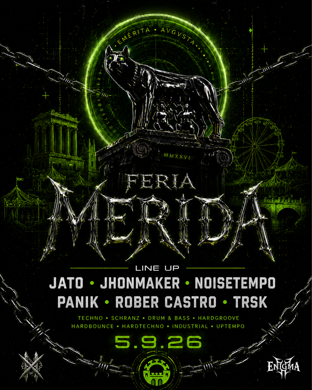 Cartel post Feria Mérida - Sábado 5 Septiembre - XTRM HARD Extremadura